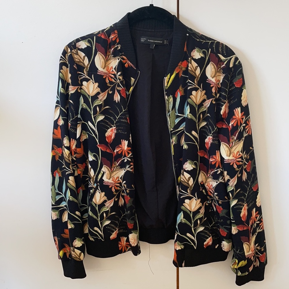 Zara Floral Bomber Jacket
